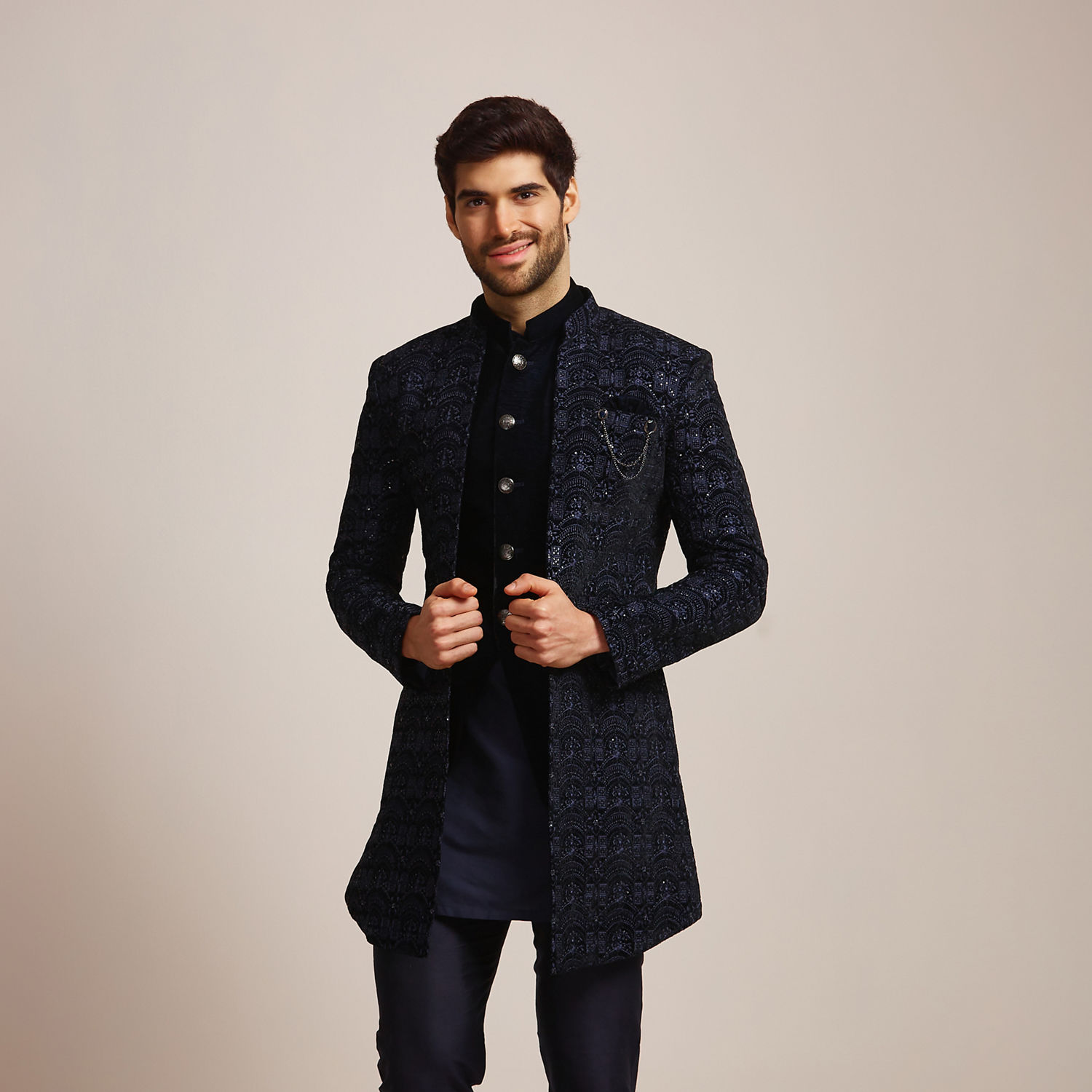 Buy Blue Paisley Textured Jodhpuri Suit Online in Australia @Manyavar - Suit  Set for Men