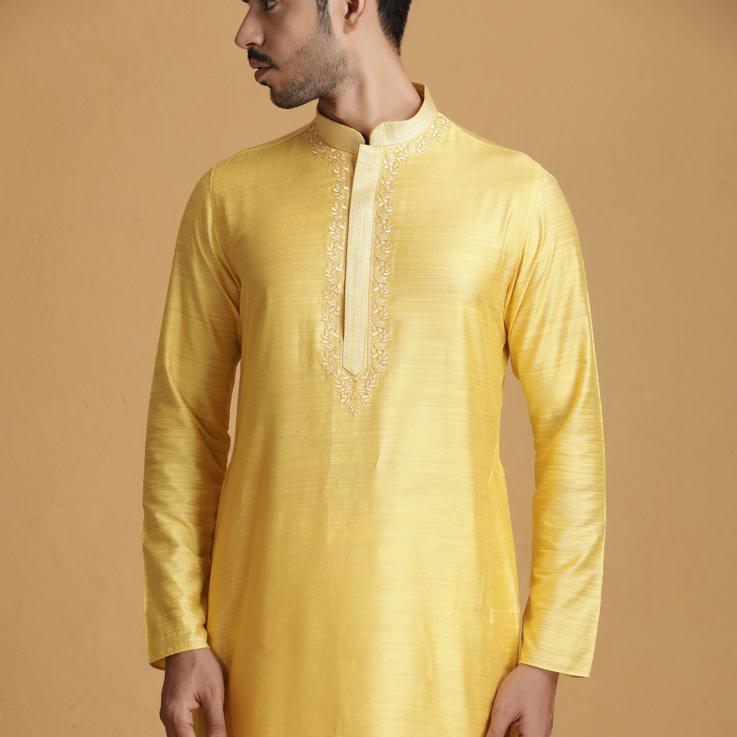 Kurta Pajama for Men Buy Lemon Yellow Kurta Set With Collar And