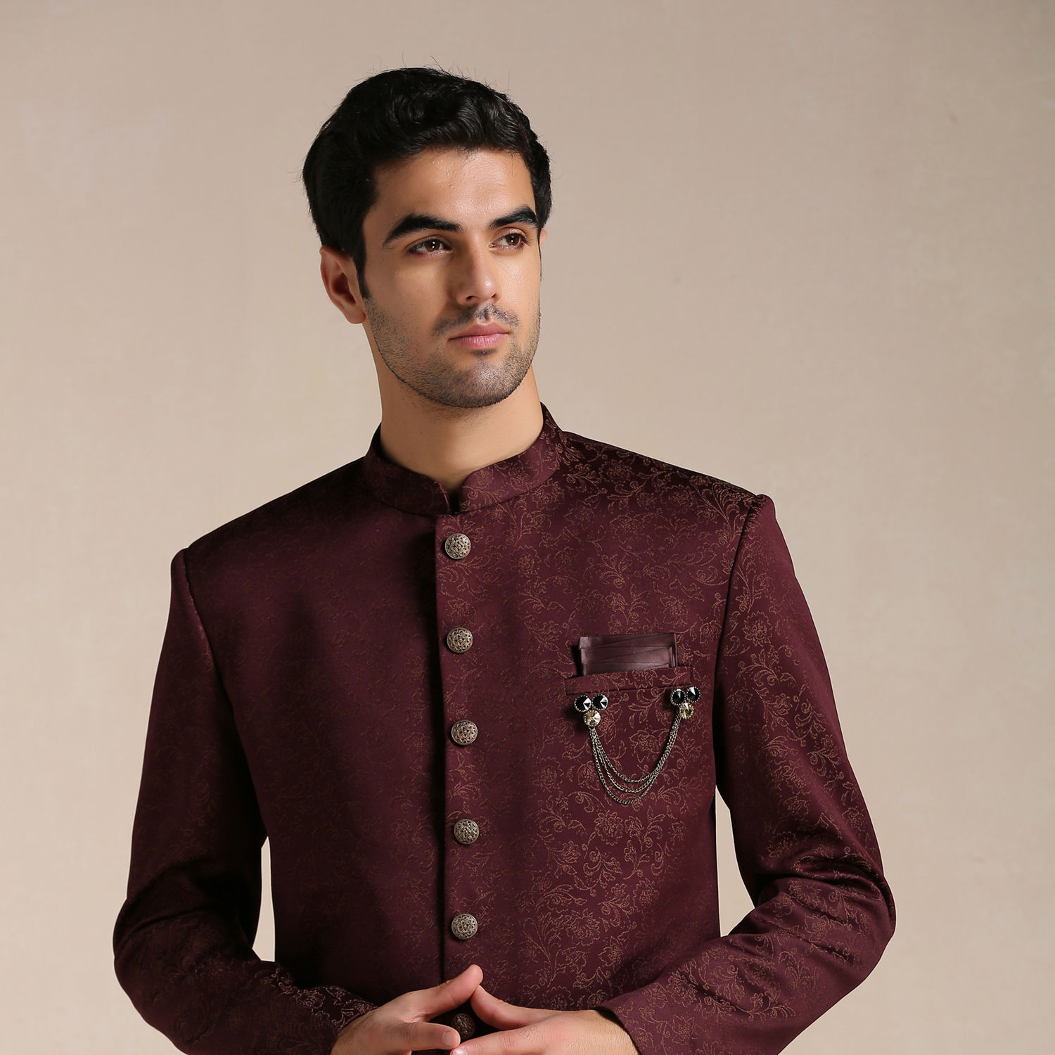 Designer Navy Blue Bandhgala Suit – Bonsoir