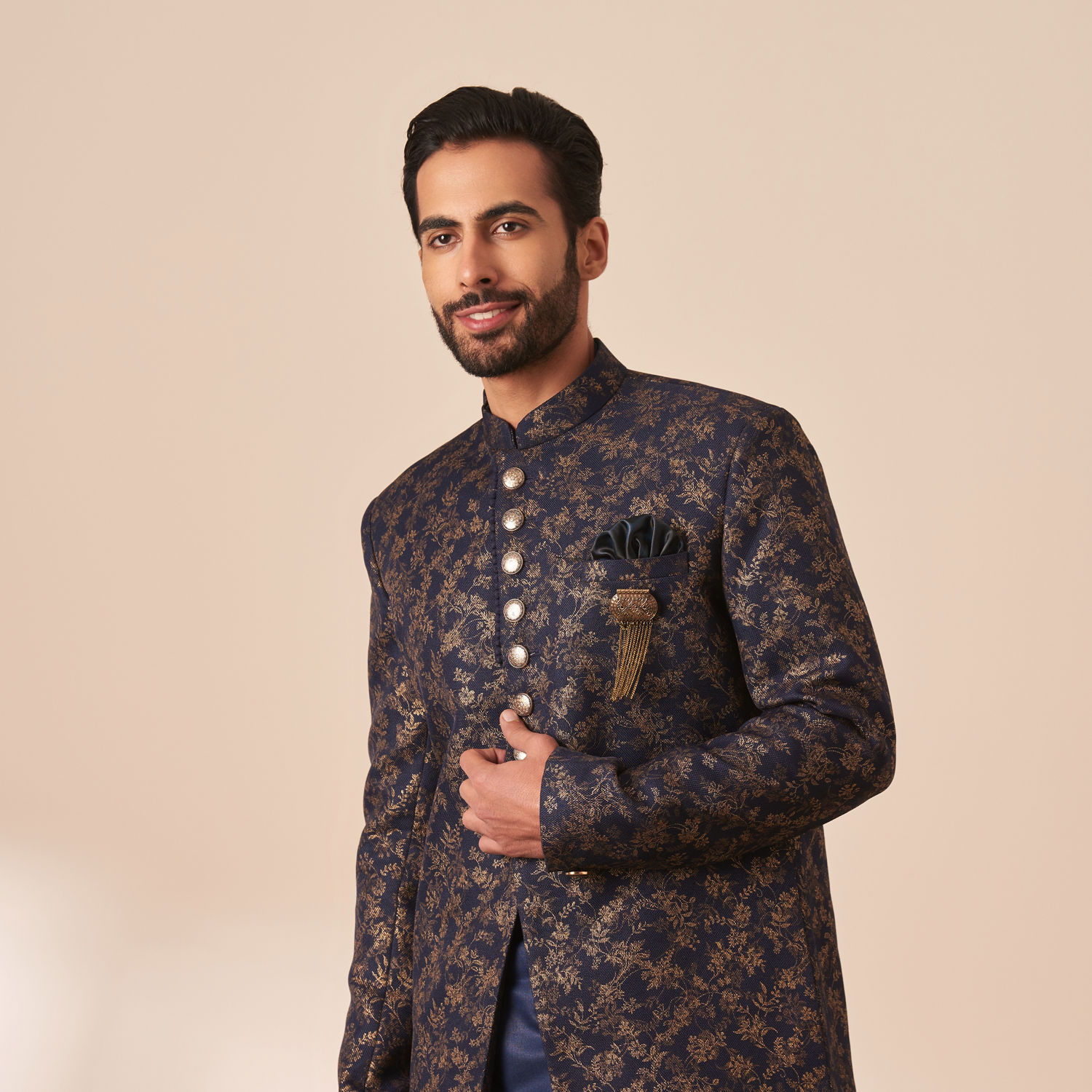 indo western with shawl for men