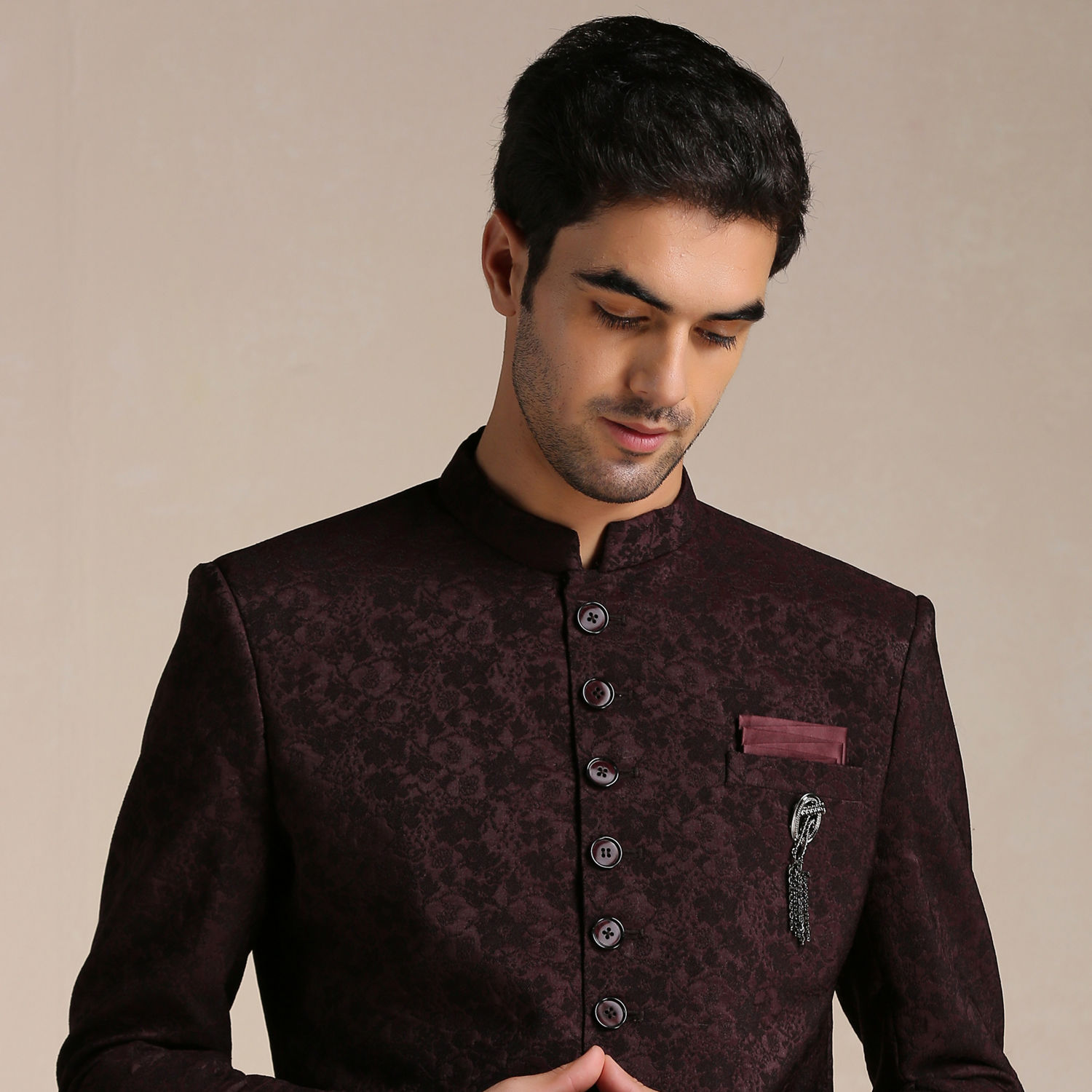 Indo Western for Men - Buy Wine Red Achkan Style Indo Western Set ...