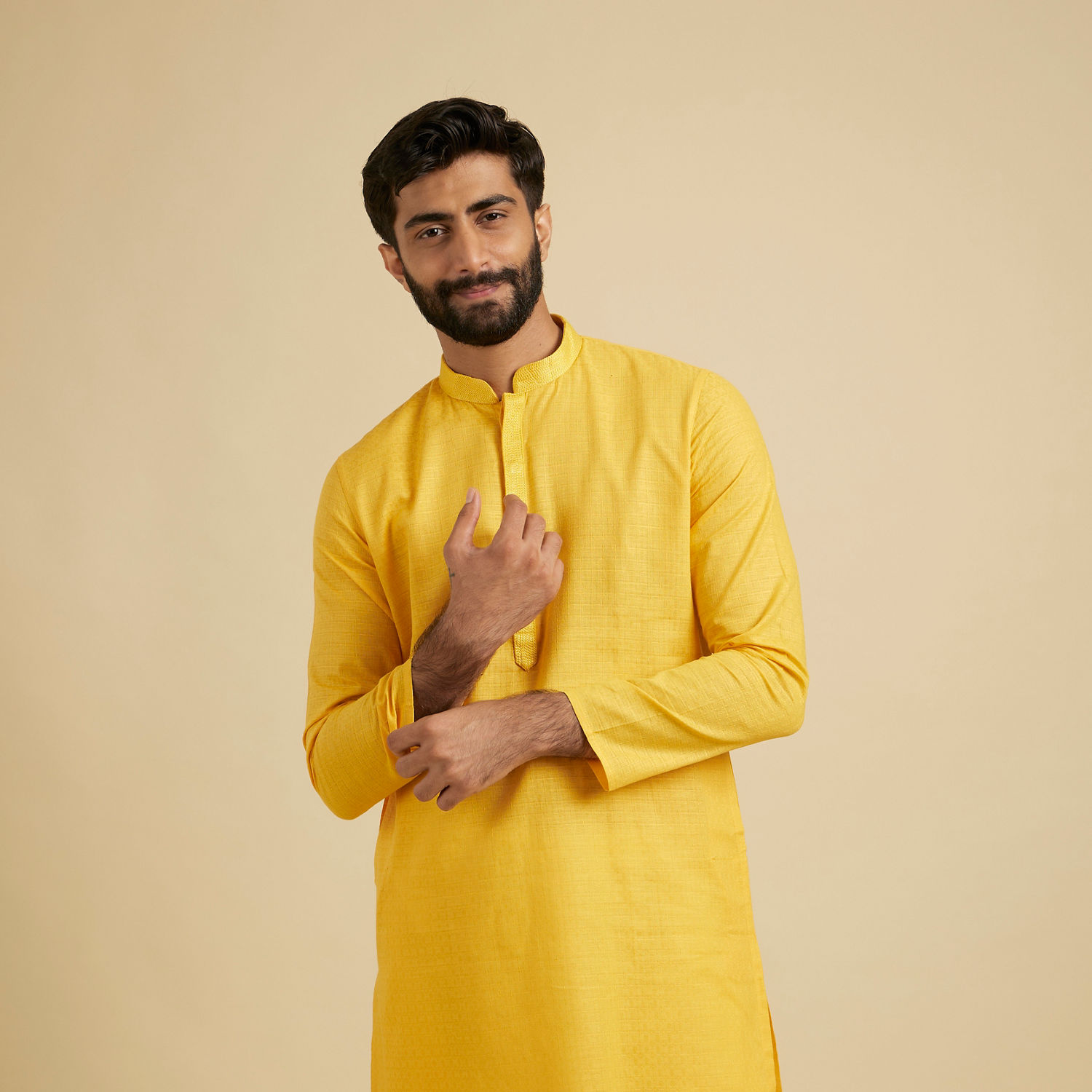 buy-yellow-self-design-kurta-pajama-online-in-the-usa-manyavar-kurta