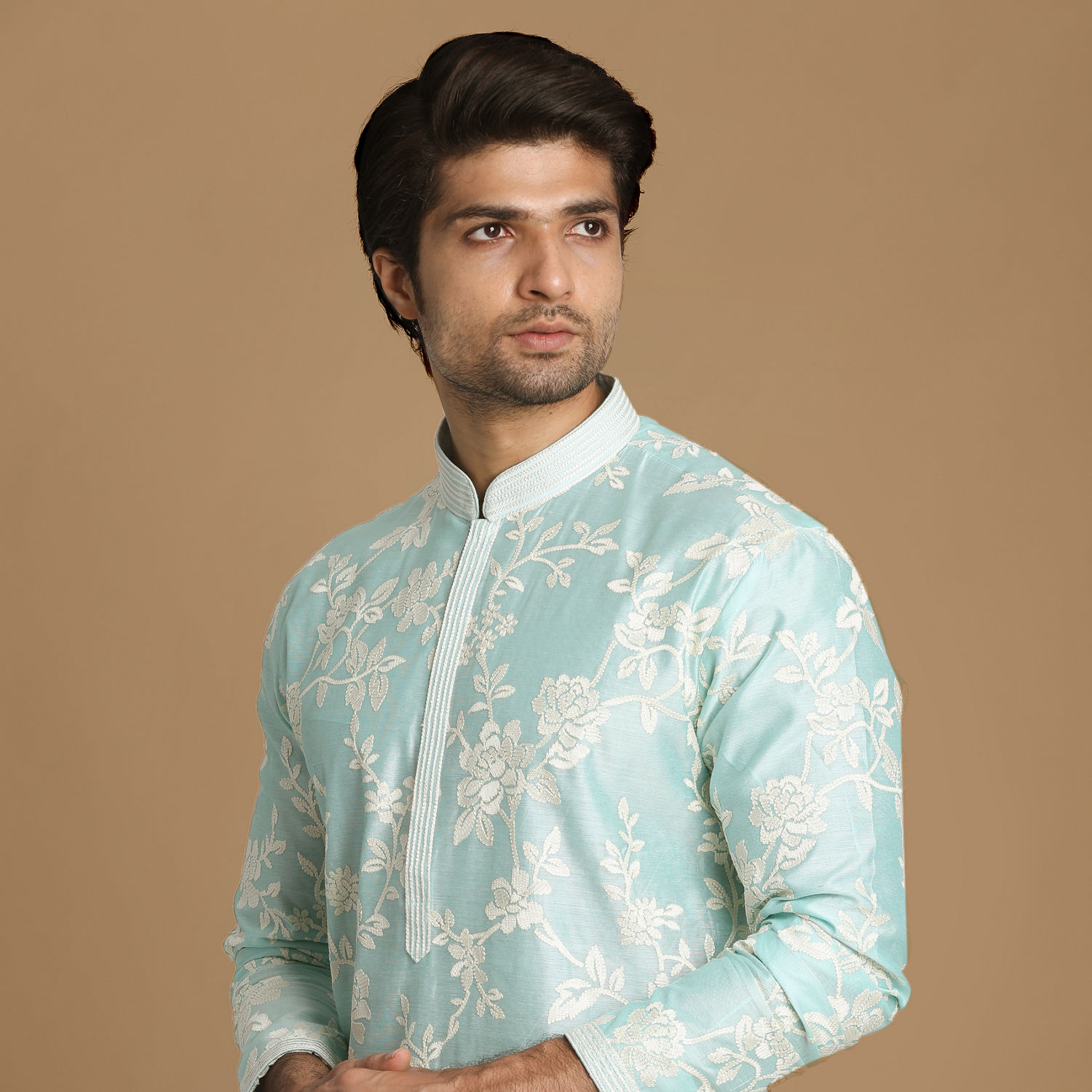 Buy Inimitable Bright Green Kurta Set Online in India Manyavar Kurta
