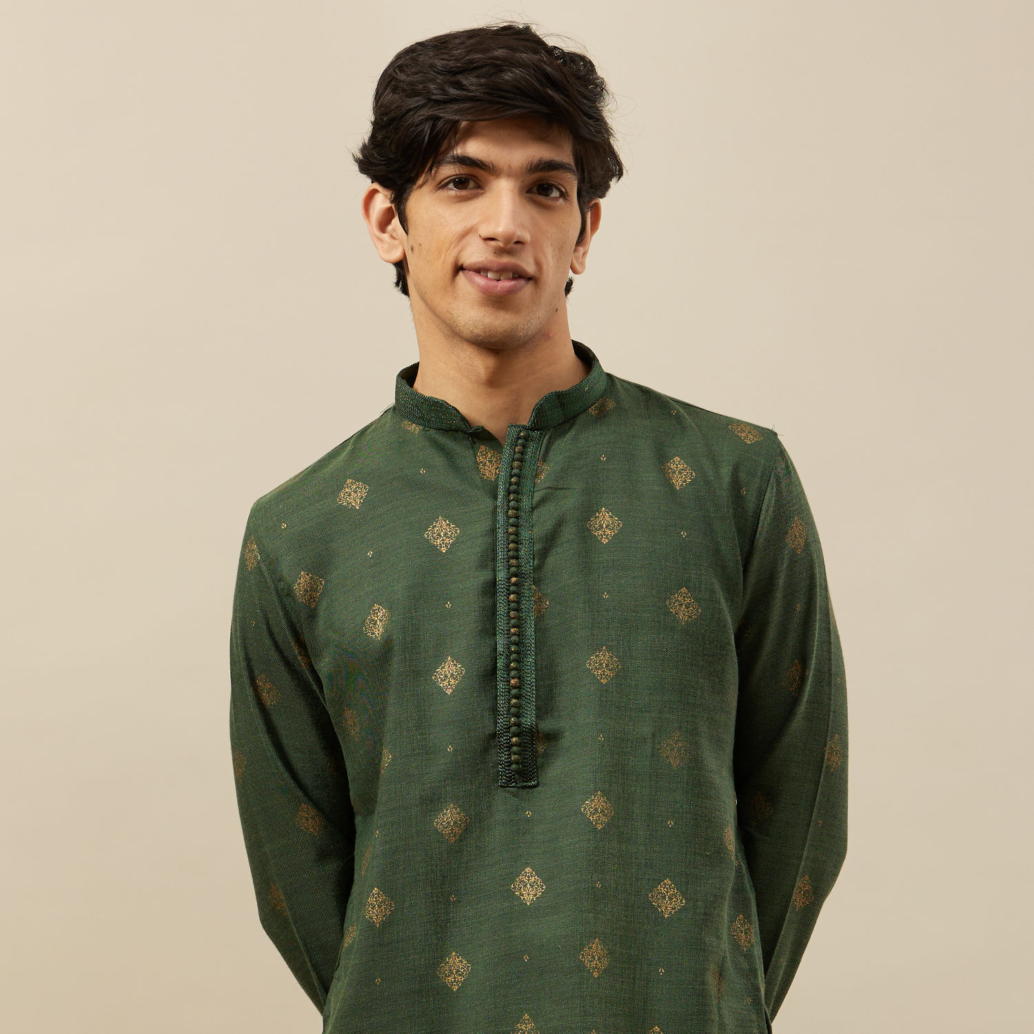 Buy Olive Green Printed Kurta Set Online in India Manyavar Kurta