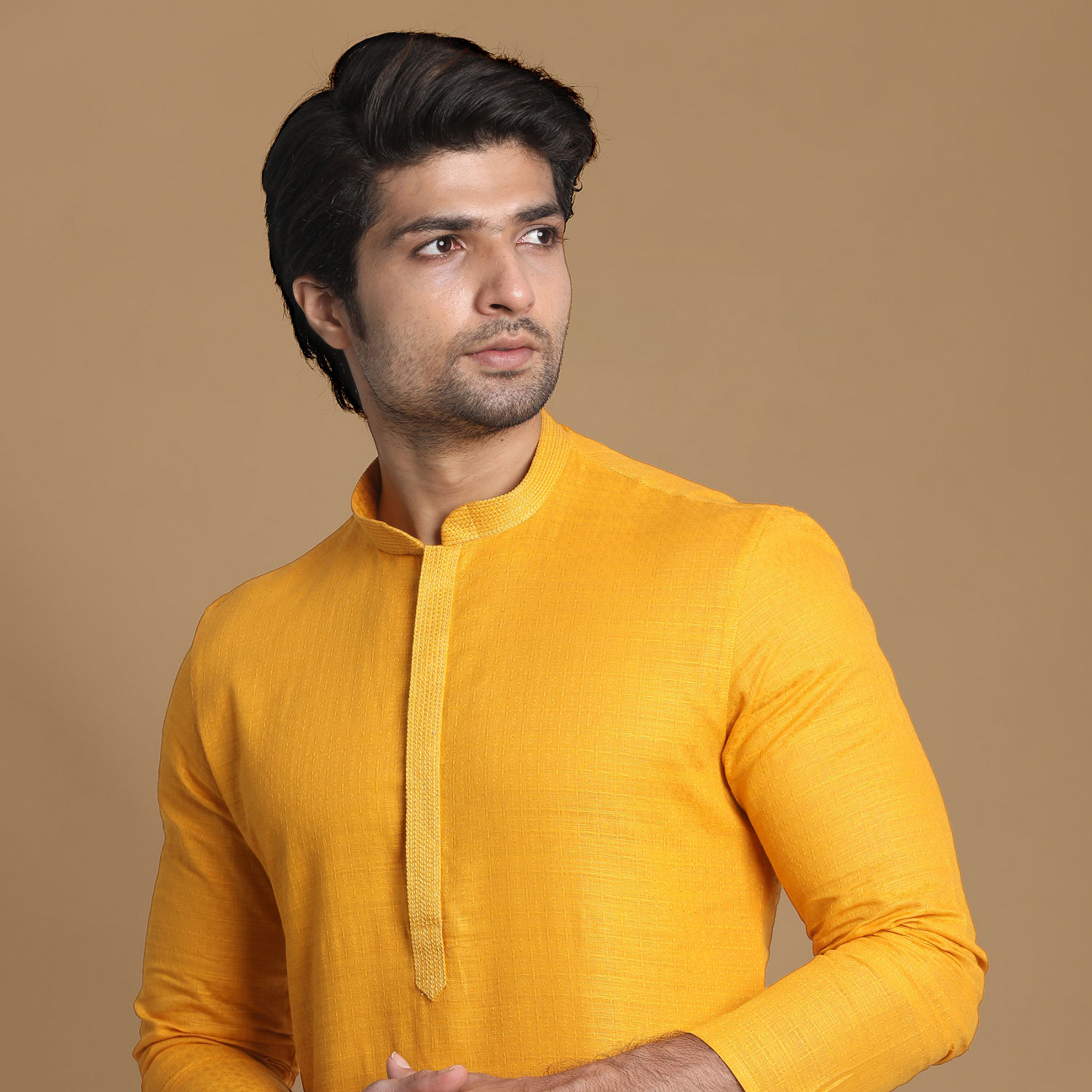 Kurta Pajama for Men Buy Mustard Yellow Solid Kurta Pajama Online