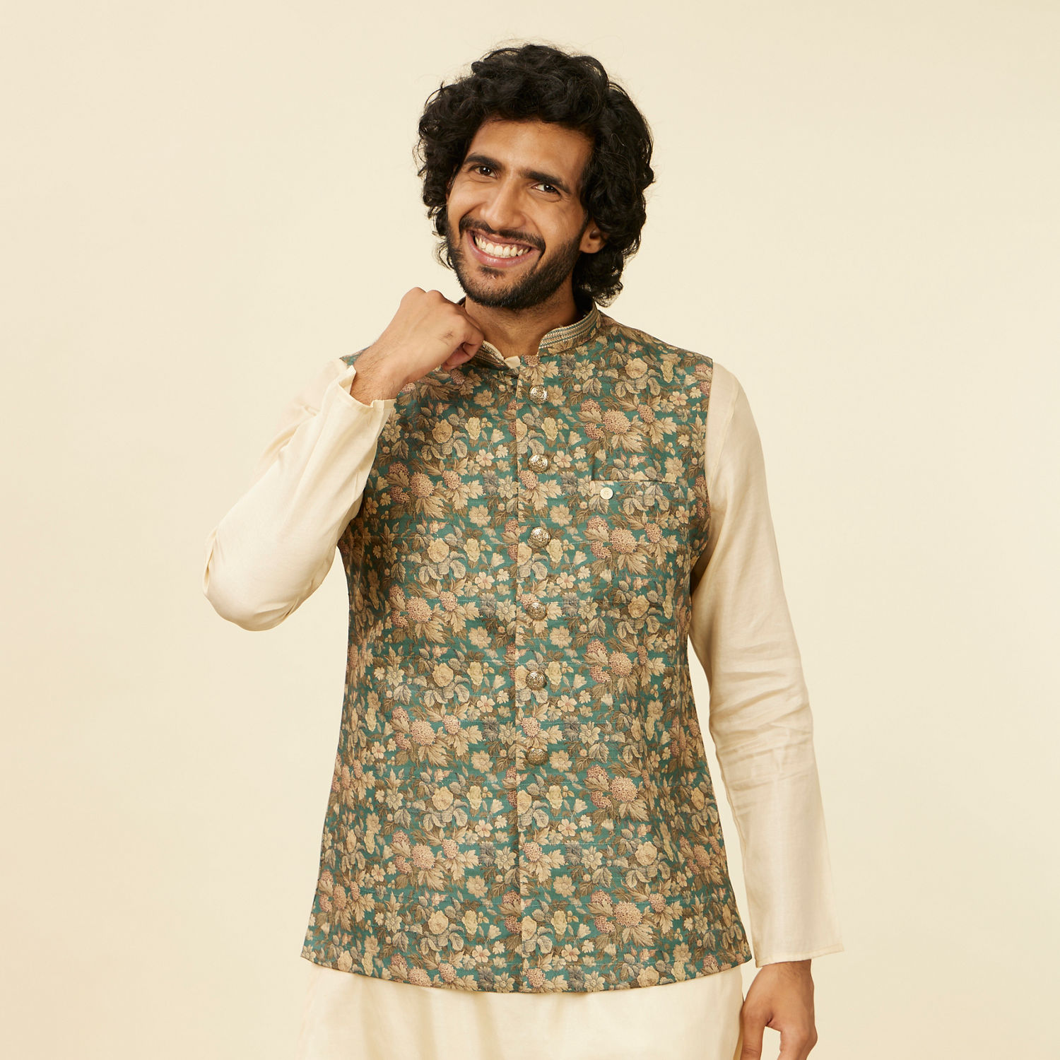 Floral Printed Nehru Jacket