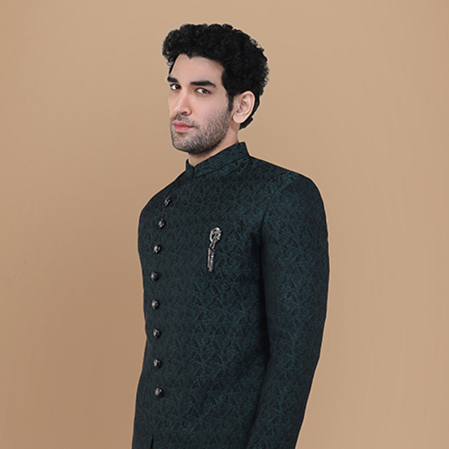 Wedding Dress Dori Work Embroidered Black Men Sherwani MSTV02549