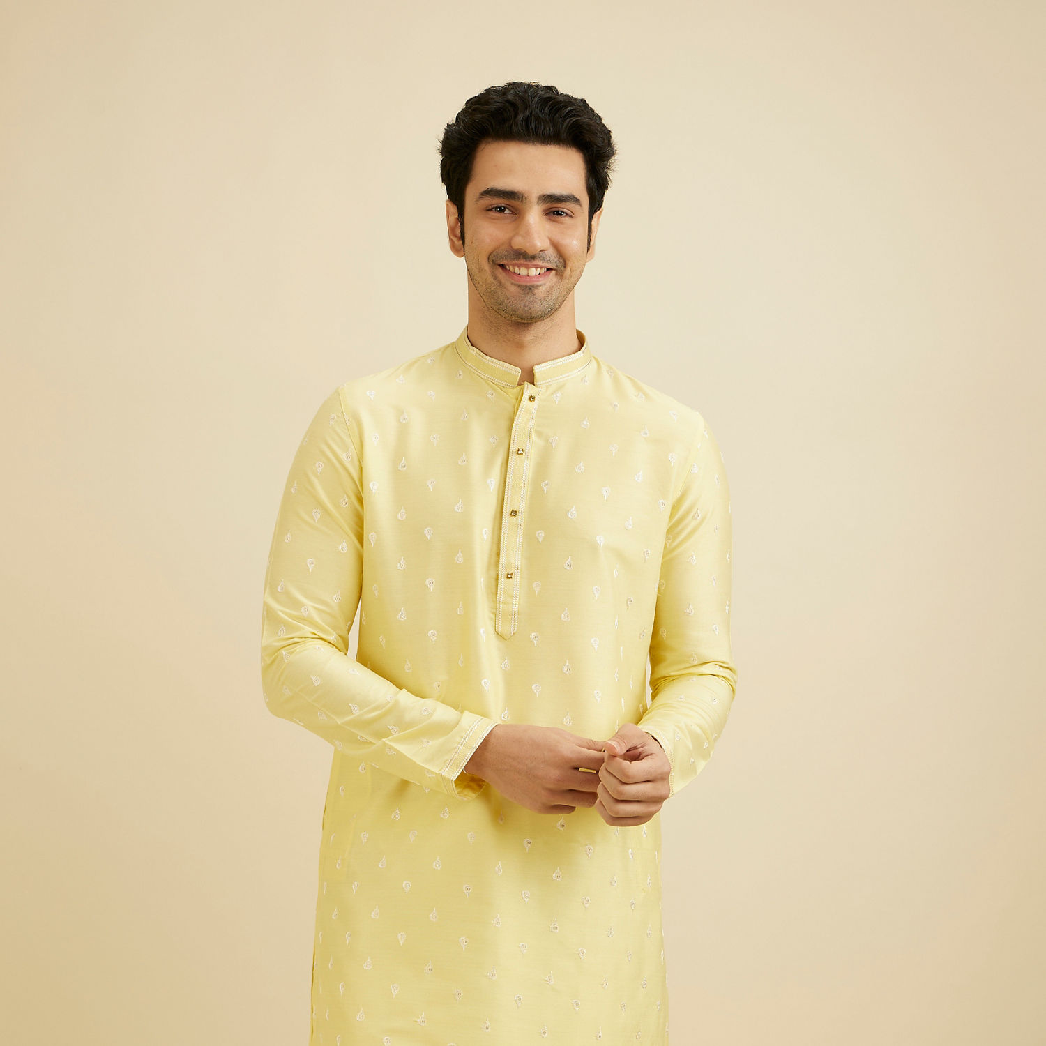 Buy Lemon Yellow Ditsy Floral Printed Kurta Set Online in India